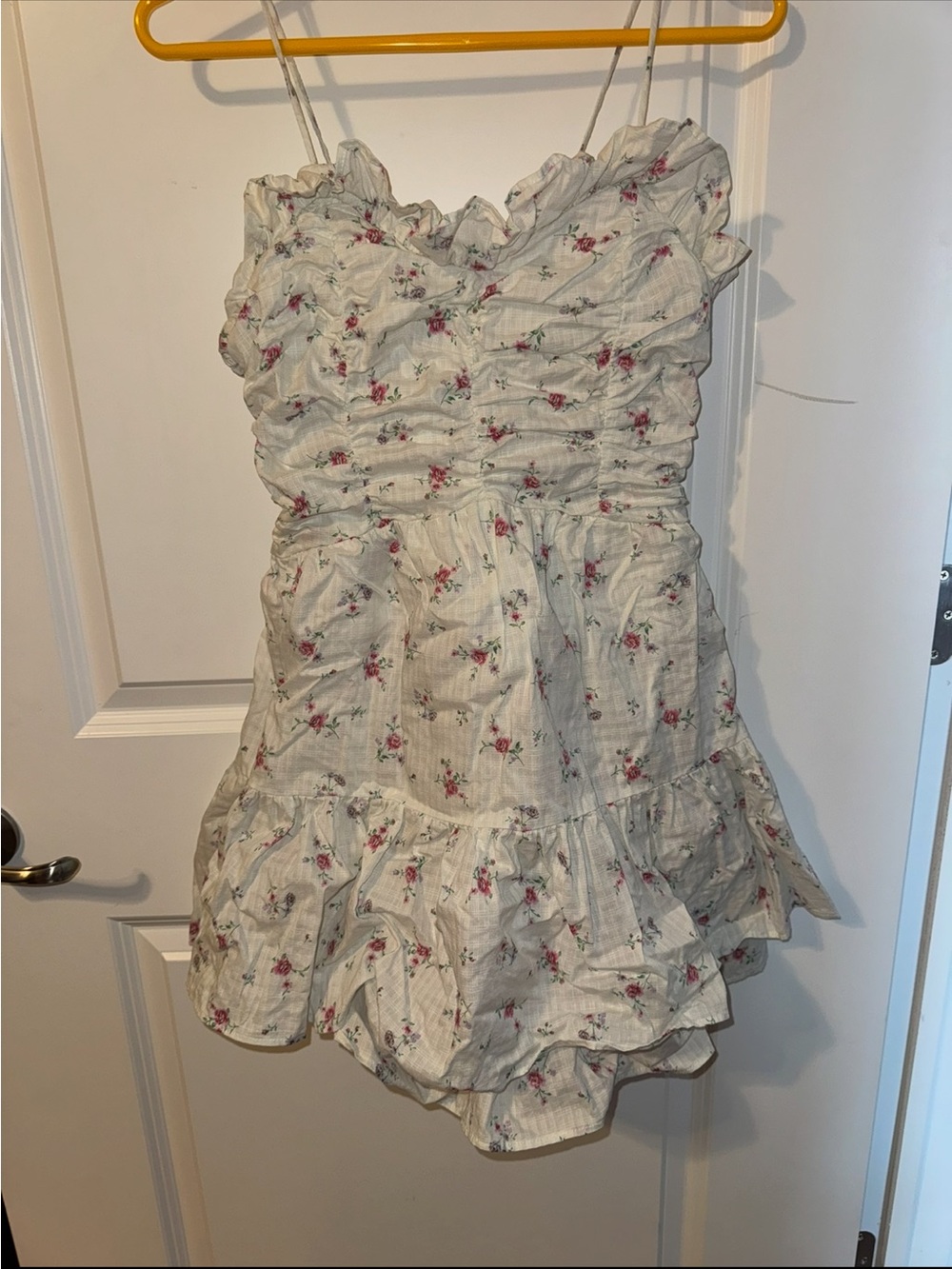 wild fable White Floral Ruffled Sundress with Pink Accents